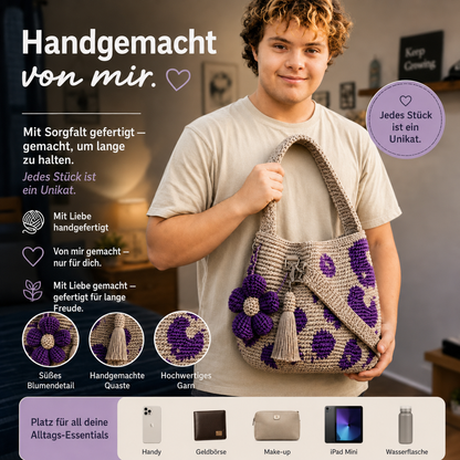 Gehäkelte Blumentasche