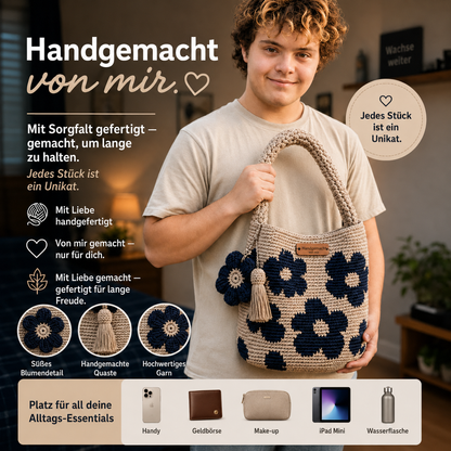 Gehäkelte Blumentasche